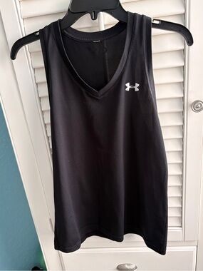 Under Armour Black Women's V-Neck Athletic Tank with White Logo